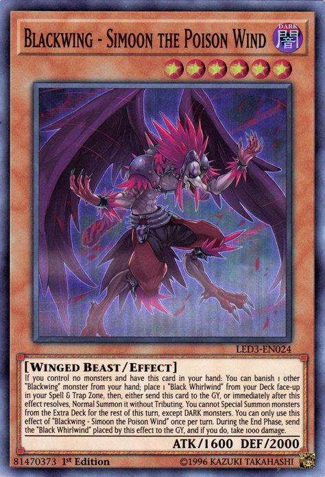 Blackwing - Simoon the Poison Wind [LED3-EN024] Super Rare | Game Master's Emporium (The New GME)