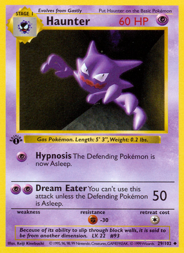 Haunter (29/102) (Shadowless) [Base Set 1st Edition] | Game Master's Emporium (The New GME)