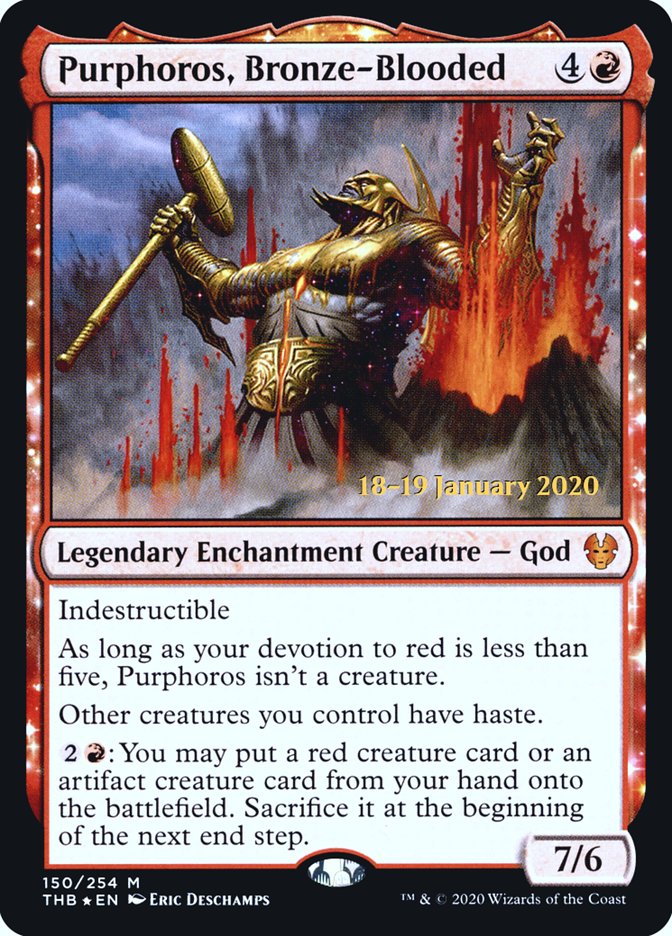 Purphoros, Bronze-Blooded [Theros Beyond Death Prerelease Promos] | Game Master's Emporium (The New GME)