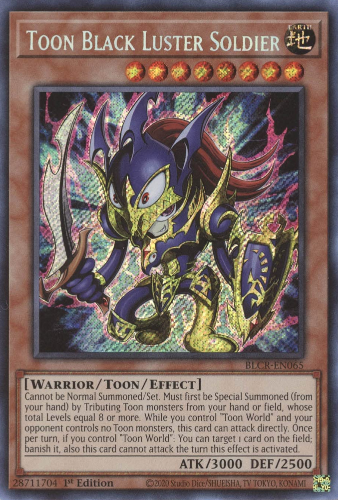 Toon Black Luster Soldier [BLCR-EN065] Secret Rare | Game Master's Emporium (The New GME)