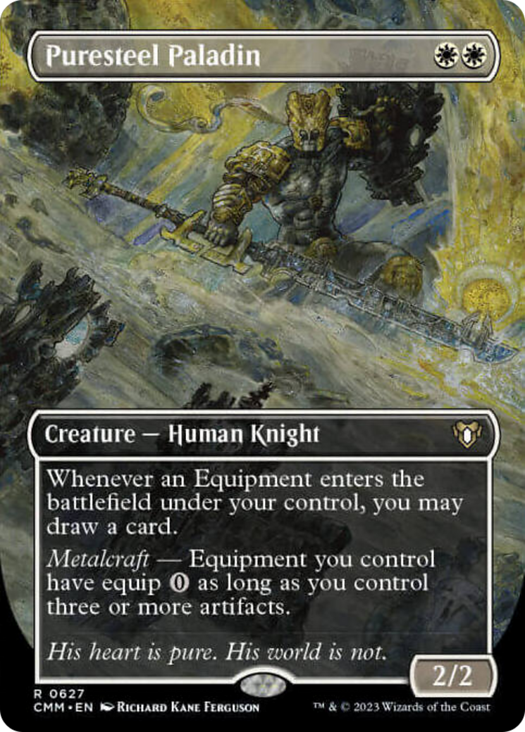 Puresteel Paladin (Borderless Alternate Art) [Commander Masters] | Game Master's Emporium (The New GME)