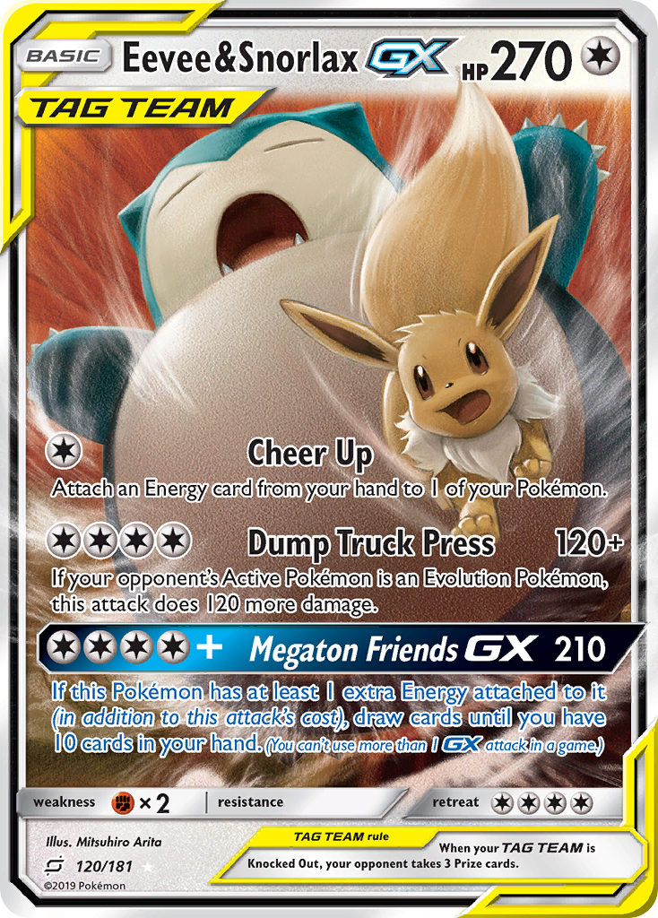 Eevee & Snorlax GX (120/181) [Sun & Moon: Team Up] | Game Master's Emporium (The New GME)