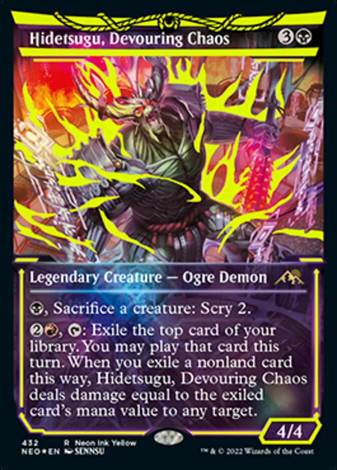 Hidetsugu, Devouring Chaos (Neon Ink Yellow) [Kamigawa: Neon Dynasty] | Game Master's Emporium (The New GME)