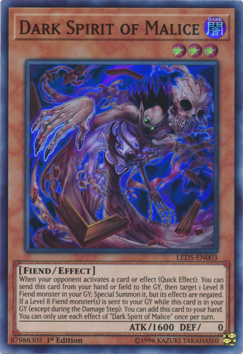 Dark Spirit of Malice [LED5-EN003] Super Rare | Game Master's Emporium (The New GME)