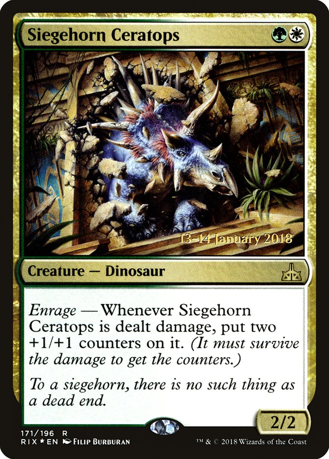 Siegehorn Ceratops [Rivals of Ixalan Prerelease Promos] | Game Master's Emporium (The New GME)