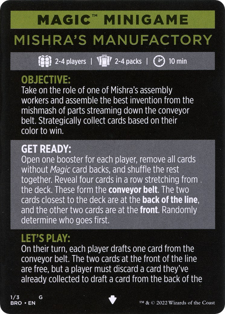 Mishra's Manufactory (Magic Minigame) [The Brothers' War Minigame] | Game Master's Emporium (The New GME)