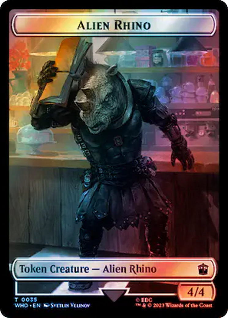 Alien Rhino // Cyberman Double-Sided Token (Surge Foil) [Doctor Who Tokens] | Game Master's Emporium (The New GME)