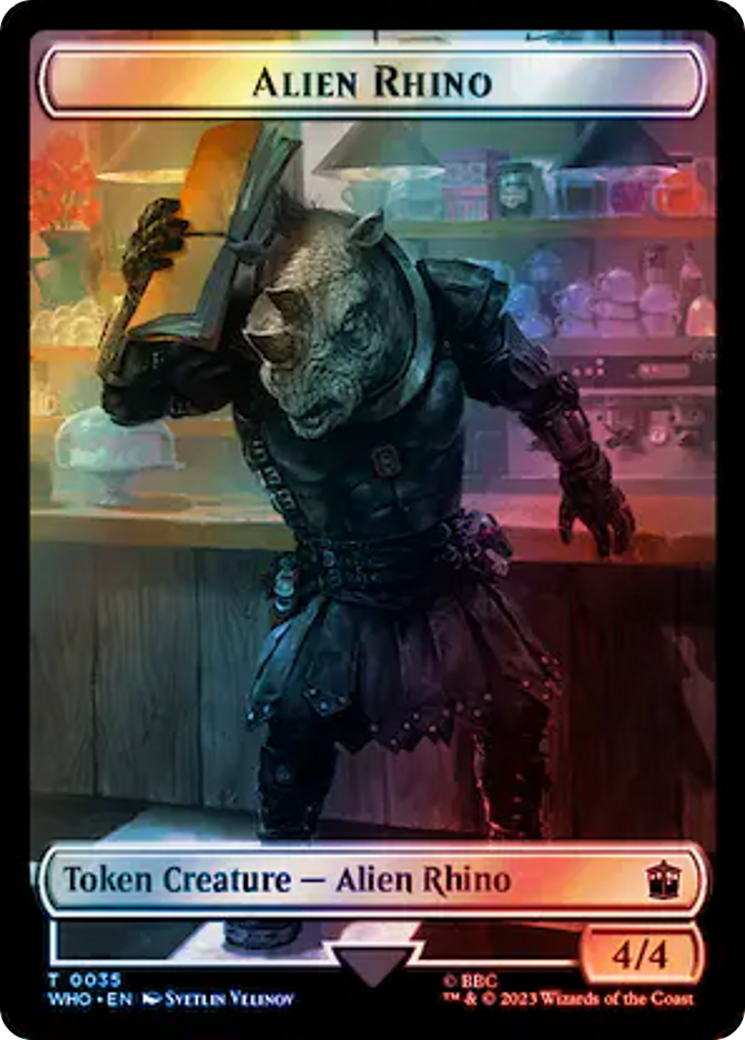 Alien Rhino // Beast Double-Sided Token (Surge Foil) [Doctor Who Tokens] | Game Master's Emporium (The New GME)