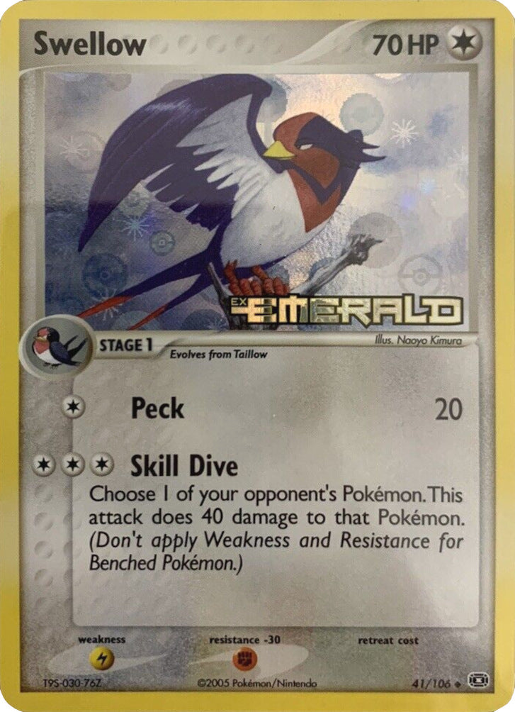 Swellow (41/106) (Stamped) [EX: Emerald] | Game Master's Emporium (The New GME)