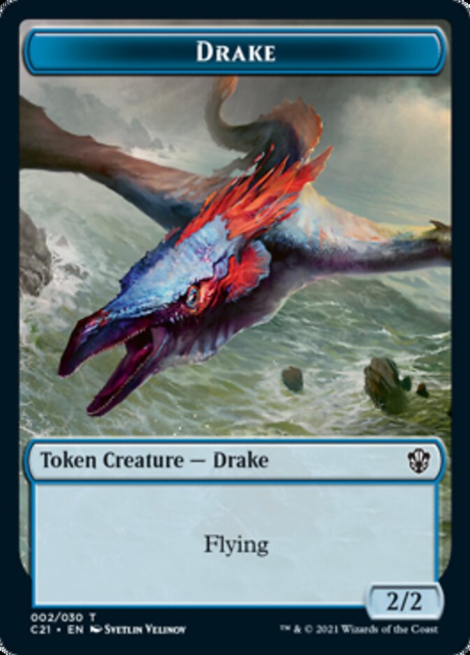 Drake // Elemental (002) Double-Sided Token [Commander 2021 Tokens] | Game Master's Emporium (The New GME)