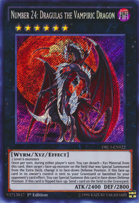 Number 24: Dragulas the Vampiric Dragon [DRL3-EN022] Secret Rare | Game Master's Emporium (The New GME)