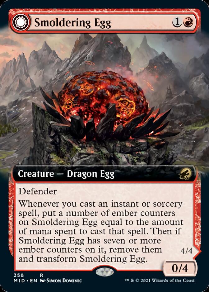 Smoldering Egg // Ashmouth Dragon (Extended Art) [Innistrad: Midnight Hunt] | Game Master's Emporium (The New GME)