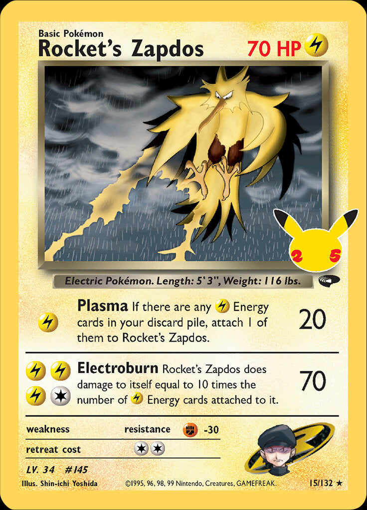 Rocket's Zapdos (15/132) [Celebrations: 25th Anniversary - Classic Collection] | Game Master's Emporium (The New GME)