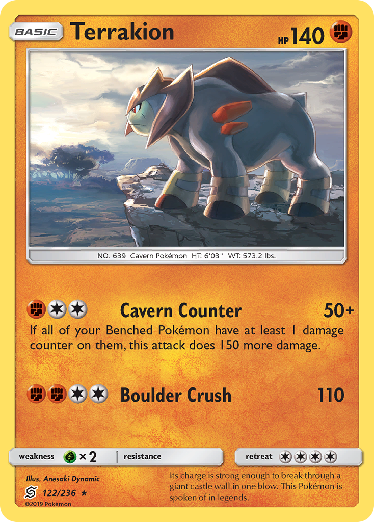 Terrakion (122/236) [Sun & Moon: Unified Minds] | Game Master's Emporium (The New GME)