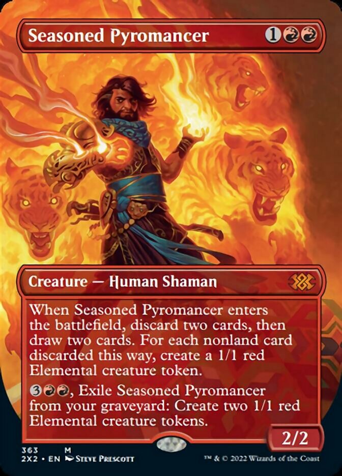 Seasoned Pyromancer (Borderless Alternate Art) [Double Masters 2022] | Game Master's Emporium (The New GME)