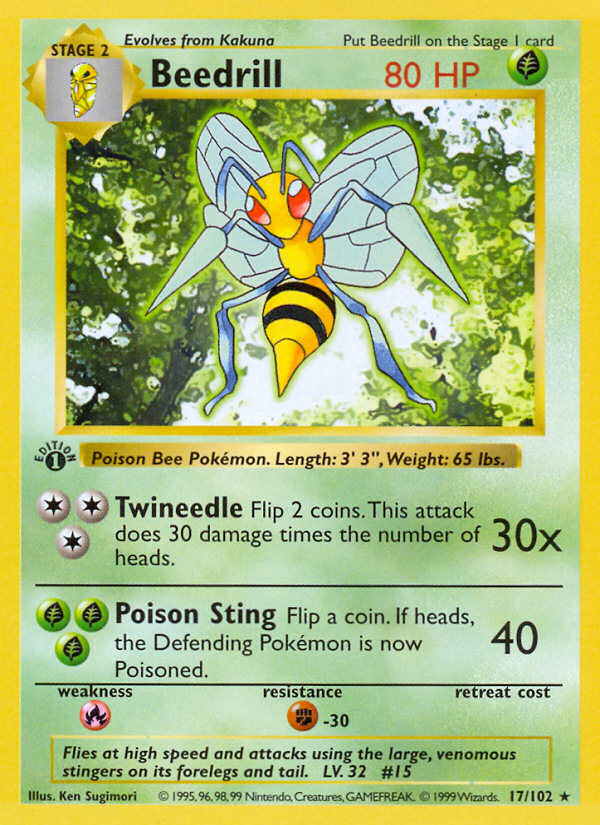 Beedrill (17/102) (Shadowless) [Base Set 1st Edition] | Game Master's Emporium (The New GME)