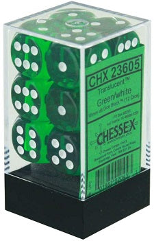 Chessex 12d6 Green Translucent 16mm Dice | Game Master's Emporium (The New GME)