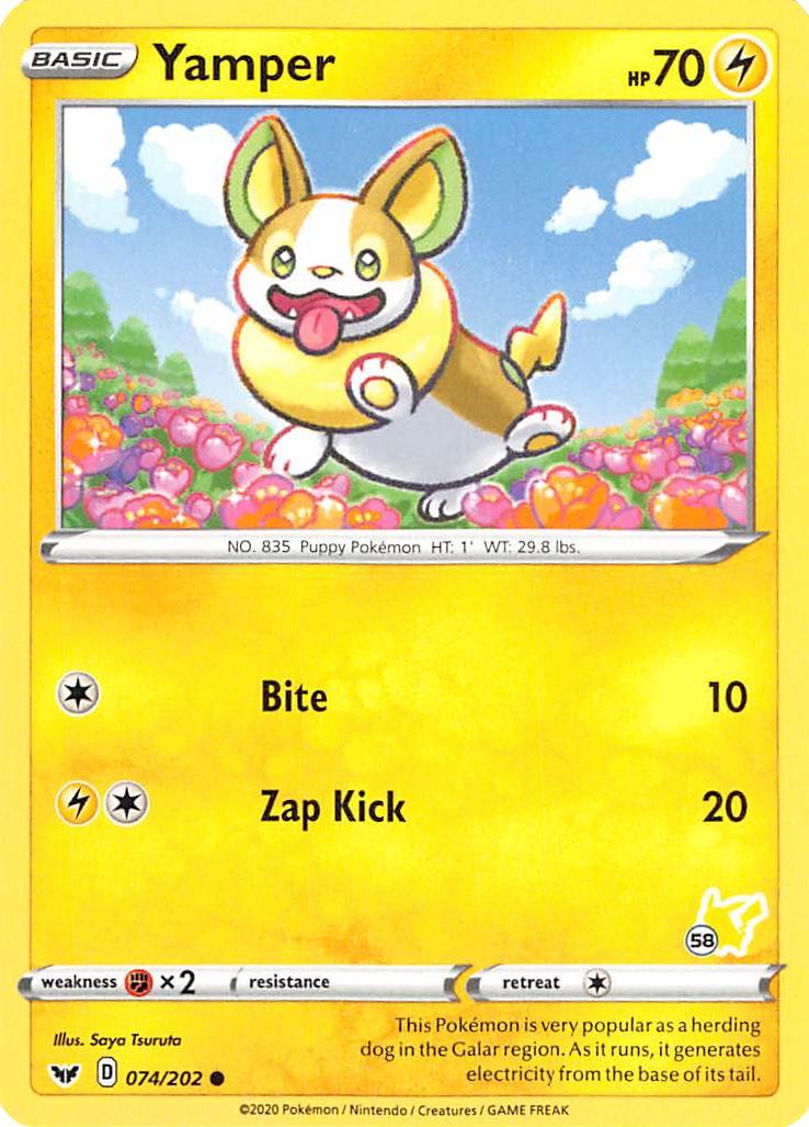 Yamper (074/202) (Pikachu Stamp #58) [Battle Academy 2022] | Game Master's Emporium (The New GME)