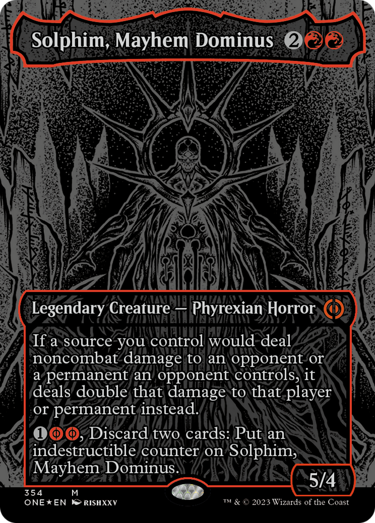Solphim, Mayhem Dominus (Oil Slick Raised Foil) [Phyrexia: All Will Be One] | Game Master's Emporium (The New GME)