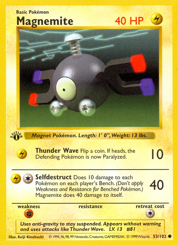 Magnemite (53/102) (Shadowless) [Base Set 1st Edition] | Game Master's Emporium (The New GME)
