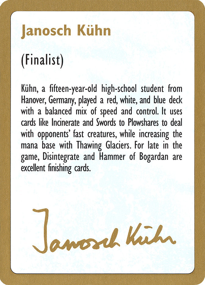 Janosch Kuhn Bio [World Championship Decks 1997] | Game Master's Emporium (The New GME)