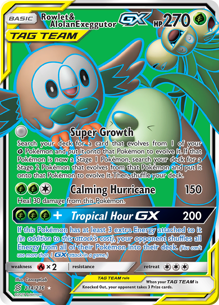 Rowlet & Alolan Exeggutor GX (214/236) [Sun & Moon: Unified Minds] | Game Master's Emporium (The New GME)