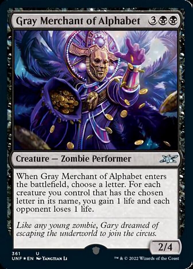 Gray Merchant of Alphabet (Galaxy Foil) [Unfinity] | Game Master's Emporium (The New GME)