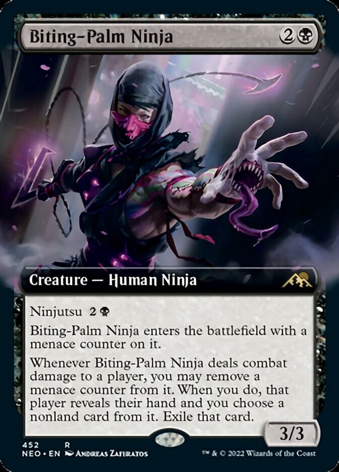 Biting-Palm Ninja (Extended Art) [Kamigawa: Neon Dynasty] | Game Master's Emporium (The New GME)