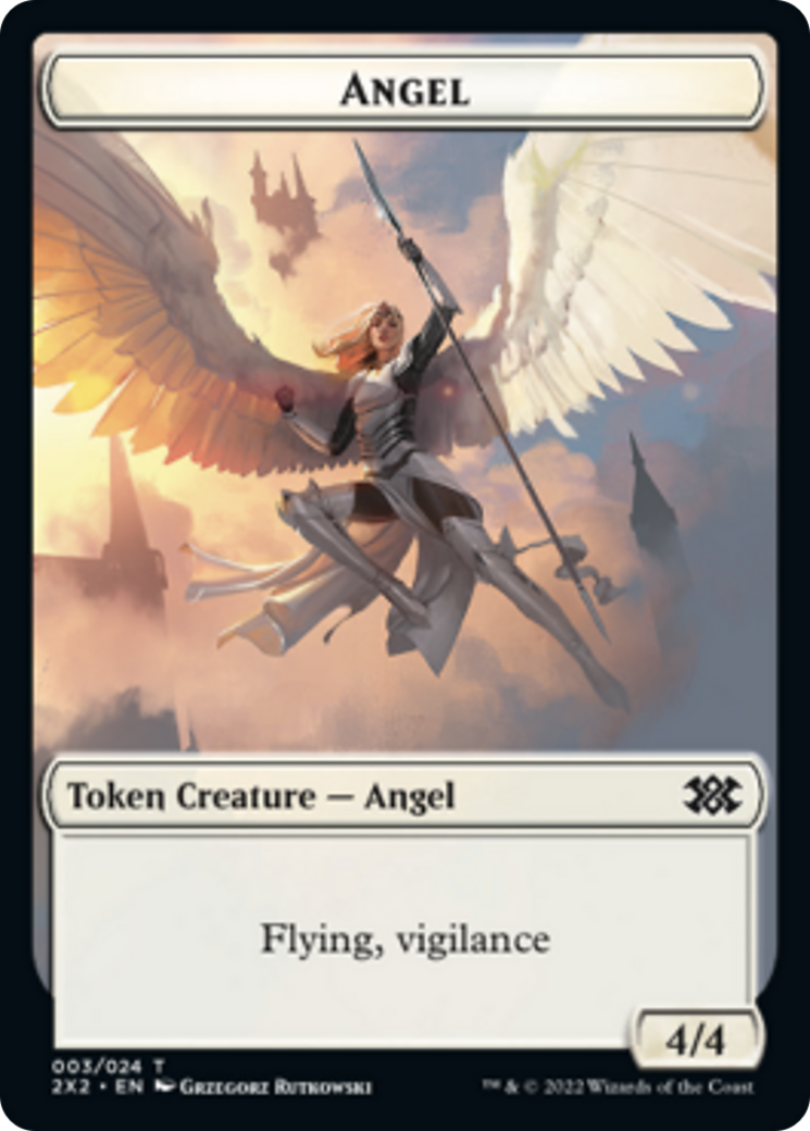 Saproling // Angel Double-Sided Token [Double Masters 2022 Tokens] | Game Master's Emporium (The New GME)