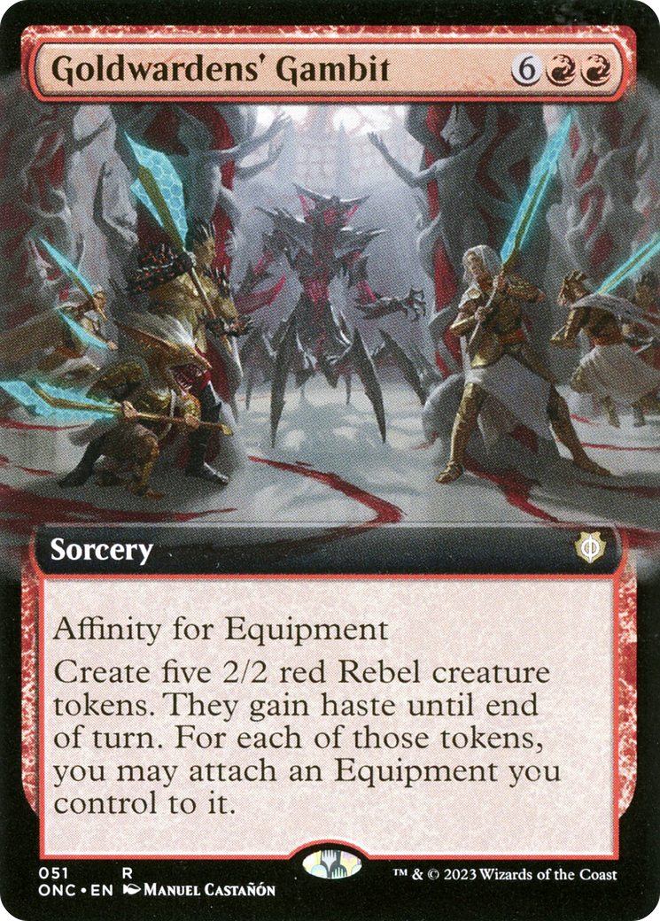 Goldwardens' Gambit (Extended Art) [Phyrexia: All Will Be One Commander] | Game Master's Emporium (The New GME)