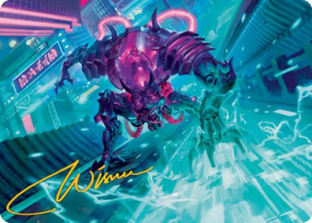 Surgehacker Mech Art Card (Gold-Stamped Signature) [Kamigawa: Neon Dynasty Art Series] | Game Master's Emporium (The New GME)