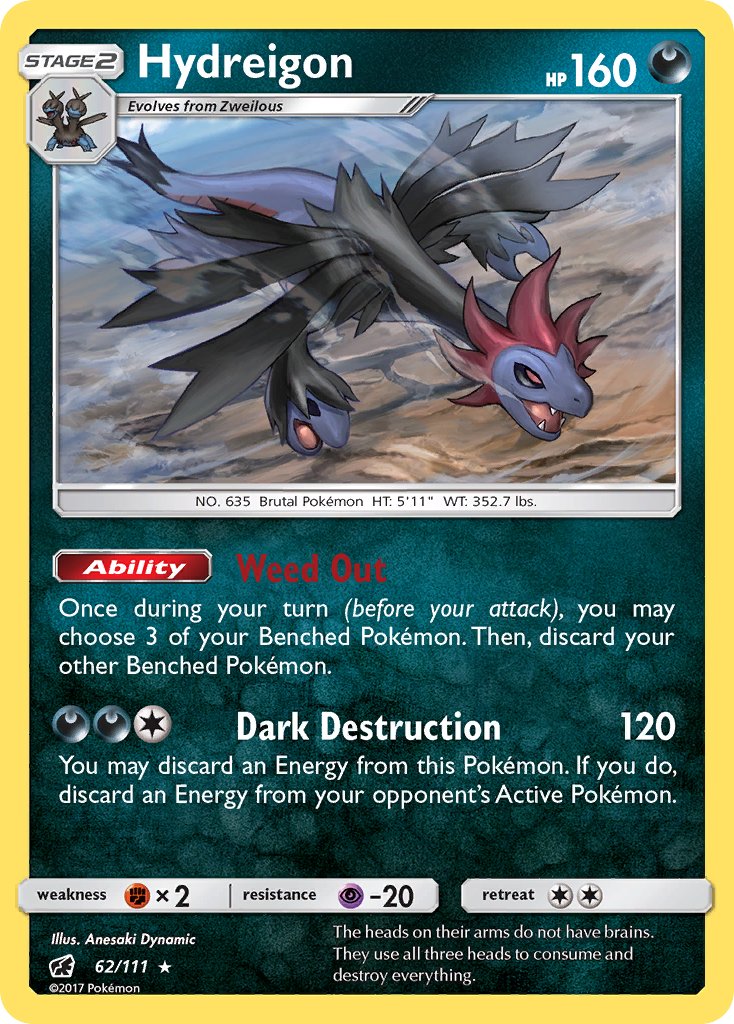 Hydreigon (62/111) (Cracked Ice Holo) (Theme Deck Exclusive) [Sun & Moon: Crimson Invasion] | Game Master's Emporium (The New GME)