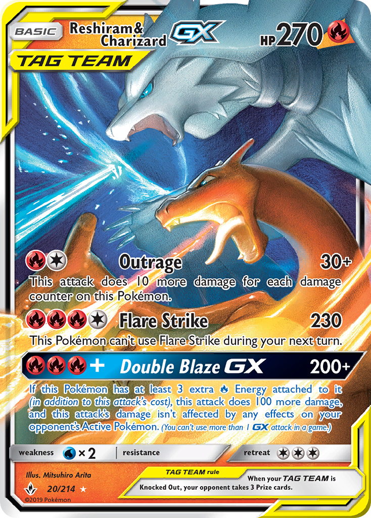 Reshiram & Charizard GX (20/214) [Sun & Moon: Unbroken Bonds] | Game Master's Emporium (The New GME)