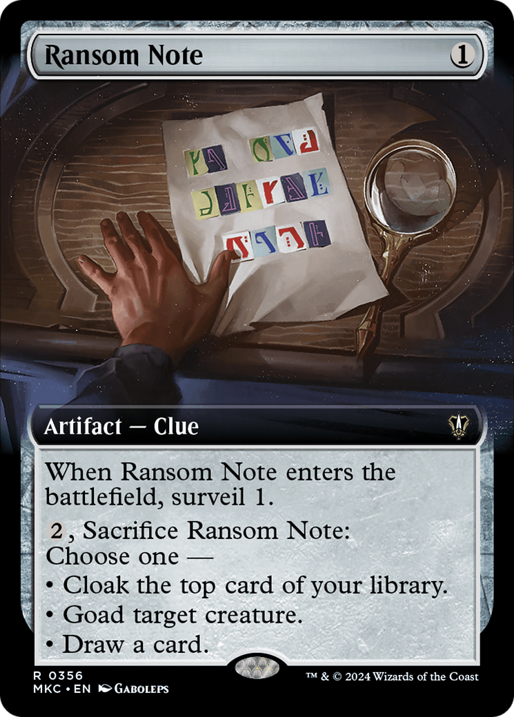Ransom Note (0356) (Extended Art) [Murders at Karlov Manor Commander] | Game Master's Emporium (The New GME)