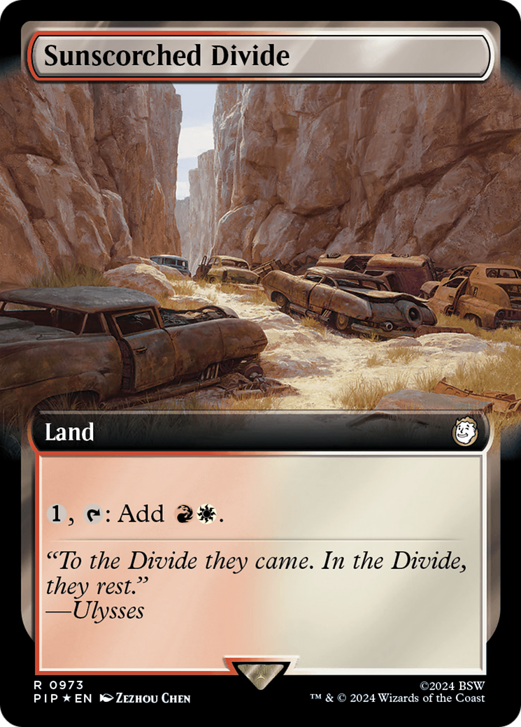 Sunscorched Divide (Extended Art) (Surge Foil) [Fallout] | Game Master's Emporium (The New GME)