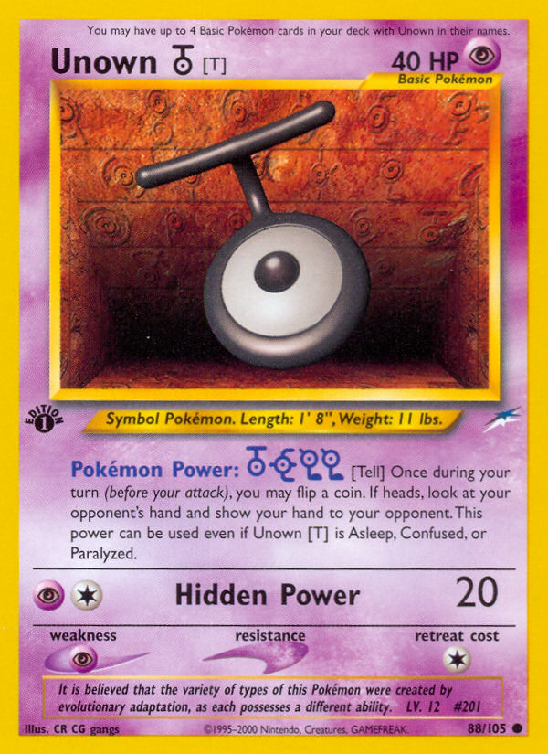 Unown [T] (88/105) [Neo Destiny 1st Edition] | Game Master's Emporium (The New GME)