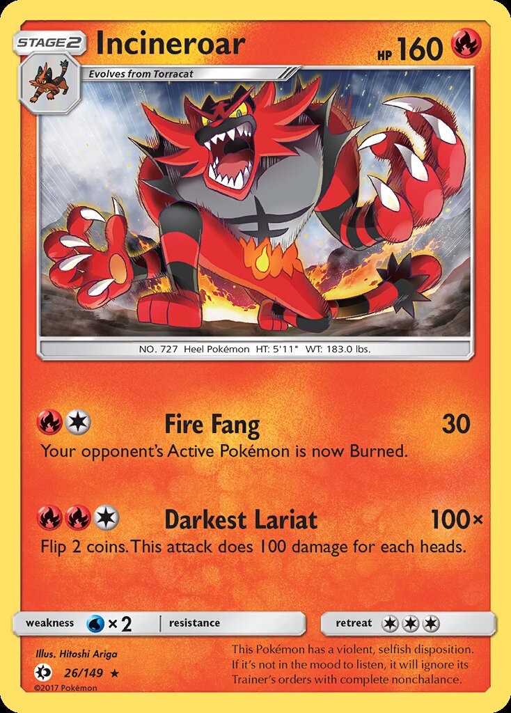 Incineroar (26/149) (Theme Deck Exclusive) [Sun & Moon: Base Set] | Game Master's Emporium (The New GME)