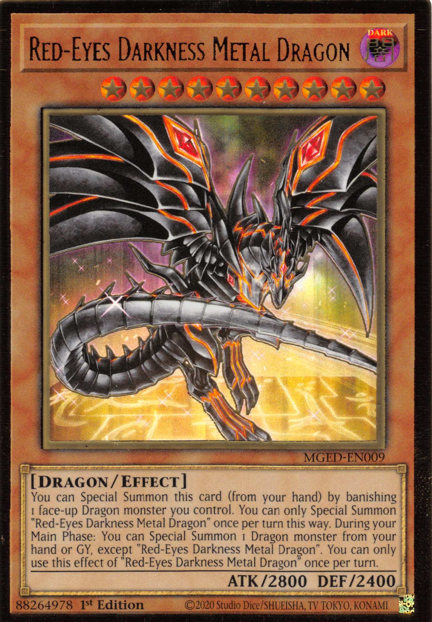 Red-Eyes Darkness Metal Dragon (Alternate Art) [MGED-EN009] Gold Rare | Game Master's Emporium (The New GME)