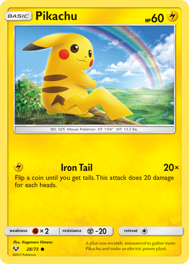 Pikachu (28/73) (Cosmos Holo) [Sun & Moon: Shining Legends] | Game Master's Emporium (The New GME)