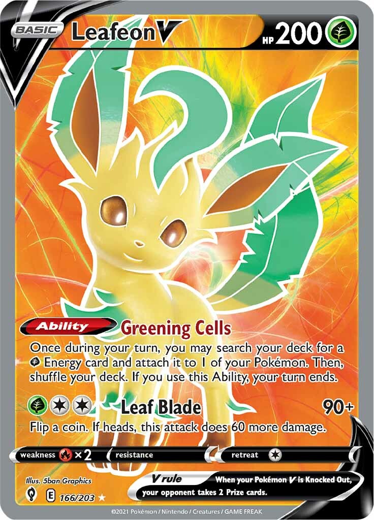 Leafeon V (166/203) [Sword & Shield: Evolving Skies] | Game Master's Emporium (The New GME)