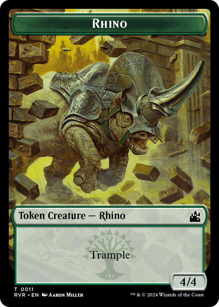 Elf Knight // Rhino Double-Sided Token [Ravnica Remastered Tokens] | Game Master's Emporium (The New GME)