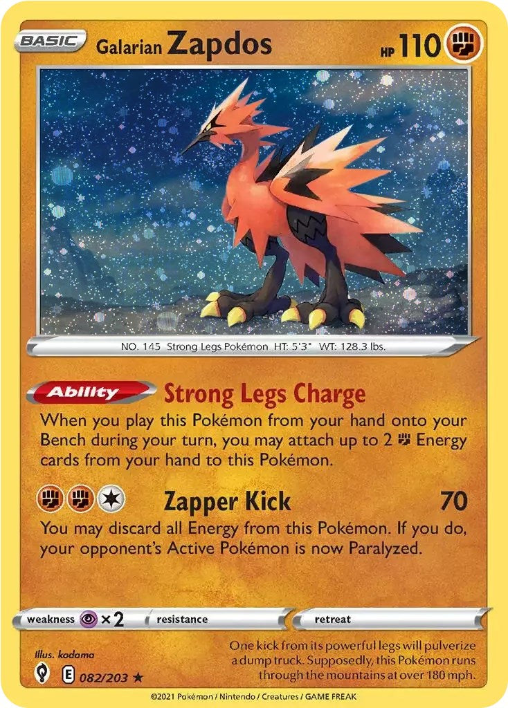 Galarian Zapdos (082/203) (Cosmos Holo) [Sword & Shield: Evolving Skies] | Game Master's Emporium (The New GME)