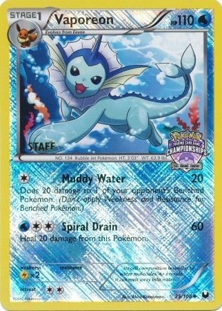 Vaporeon (25/108) (State Province Championship 2013 Promo Staff) [Black & White: Dark Explorers] | Game Master's Emporium (The New GME)