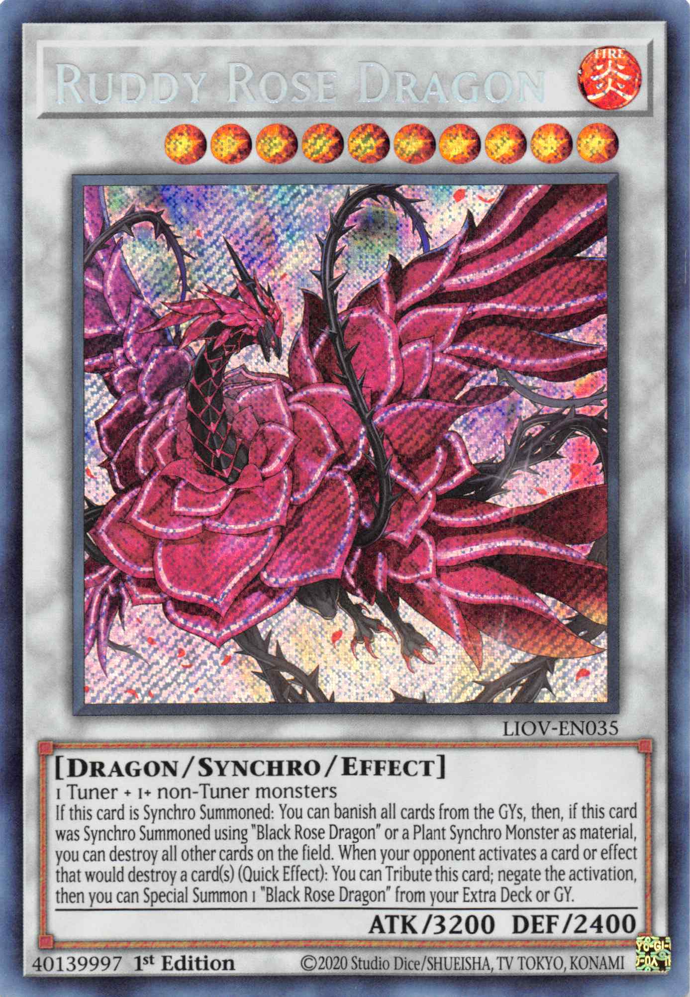 Ruddy Rose Dragon [LIOV-EN035] Secret Rare | Game Master's Emporium (The New GME)