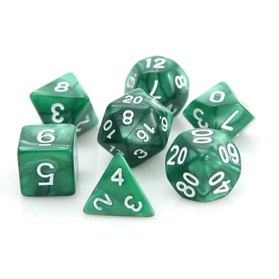 Die Hard 7 Dice Set Dark Green Swirl with Gold | Game Master's Emporium (The New GME)