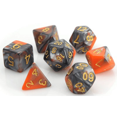 Die Hard 7 Dice Set Silver and Orange Alloy | Game Master's Emporium (The New GME)