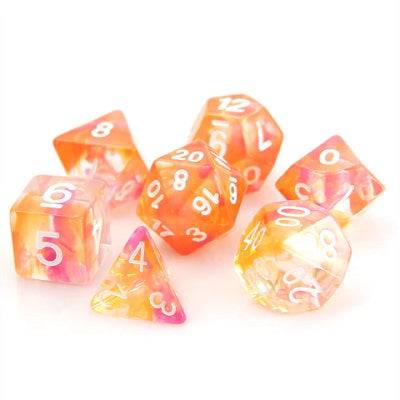 Die Hard 7 Dice Set Orange and Magenta Wisp | Game Master's Emporium (The New GME)