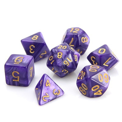 Die Hard 7 Dice Set Purple Swirl with Gold | Game Master's Emporium (The New GME)