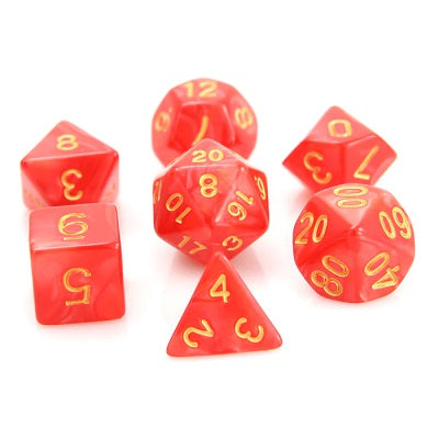 Die Hard 7 Dice Set Red Swirl with Gold | Game Master's Emporium (The New GME)