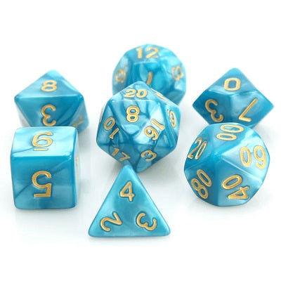Die Hard 7 Dice Set Teal Swirl with Gold | Game Master's Emporium (The New GME)